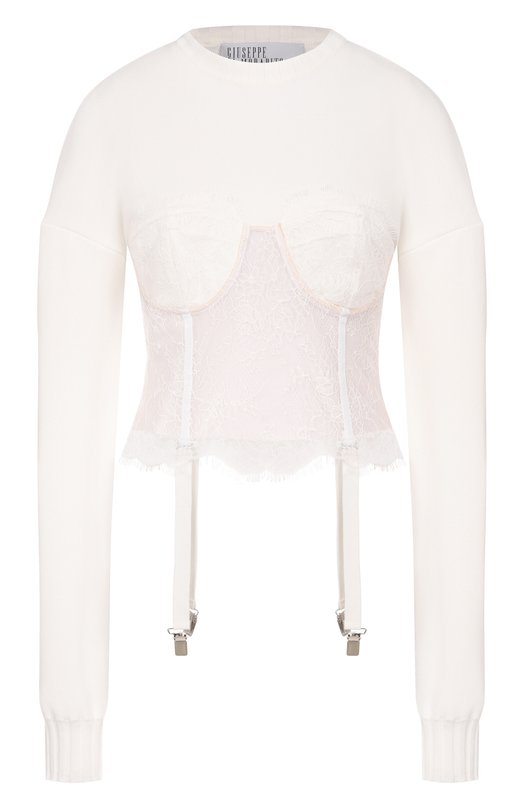 Пуловер из вискозы Giuseppe di Morabito 06PSKNT389 16404 Белый 06PSKNT389 16404