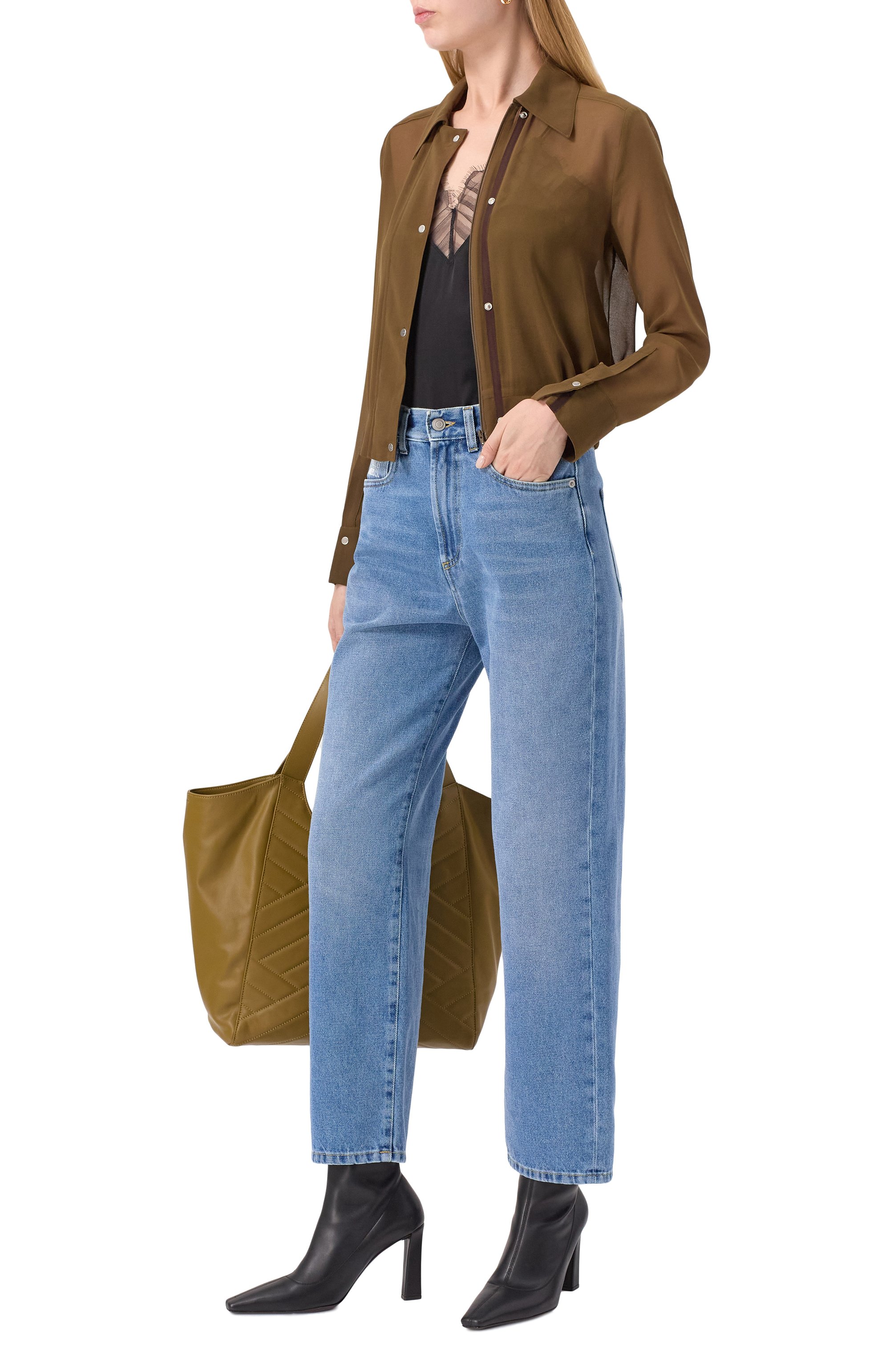 Блузка PINKO хаки цвета по цене 26000 руб., арт. 104787/A21F, фото 2 Блузка PINKO, арт. 104787/A21F, фото 2