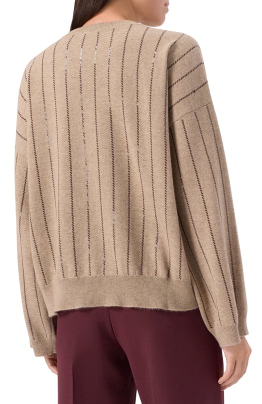 Кашемировый свитер Brunello Cucinelli M12215100P Бежевый  M12215100P Фото 4