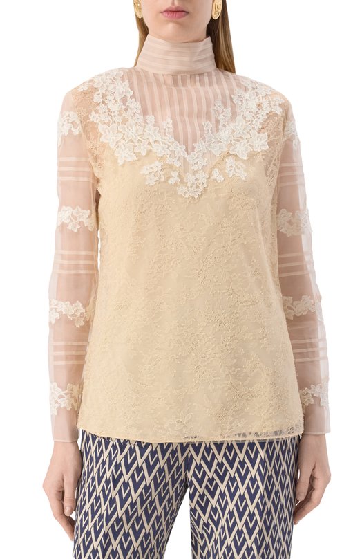 Шелковый топ Valentino 6B3AEAF0928 Кремовый  6B3AEAF0928 Фото 3