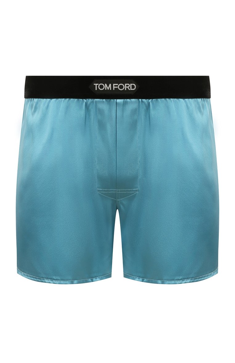 Мужские шелковые боксеры TOM FORD бирюзового цвета, арт. T4LE4101/433 | Фото 1 (Материал внешний: Шелк; Нос: Не проставлено; Мужское Кросс-КТ: Трусы; Кросс-КТ: бельё; Трусы М: Трусы-шорты)