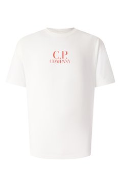 Мужская хлопковая футболка C.P. COMPANY белого цвета, арт. 18CMTS141A005100W | Фото 1 (Материал внешний: Хлопок; Драгоценные камни: Проставлено; Рукава: Короткие; Длина (для топов): Стандартные; Материал сплава: Проставлено; Принт: С принтом; Стили: Кэжуэл; Мужское Кросс-КТ: Футболка-одежда; Кросс-КТ: Джерси)