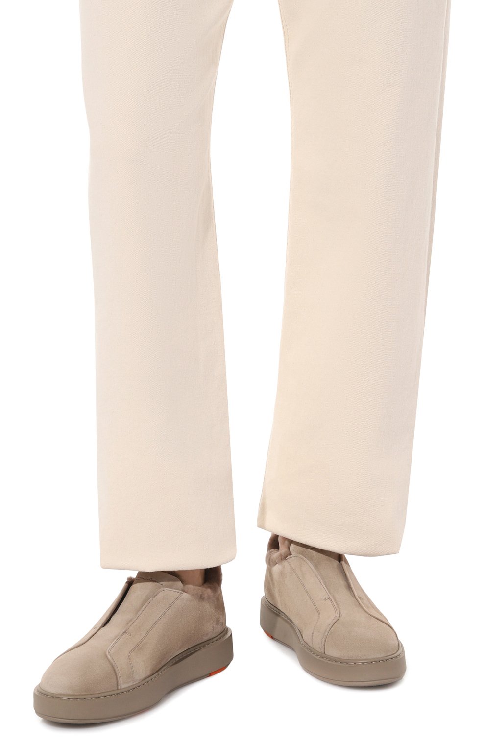 Замшевые кеды SANTONI бежевого цвета по цене 69950 руб., арт. WBCG61265TARPSAP, фото 3 Замшевые кеды SANTONI, арт. WBCG61265TARPSAP, фото 3