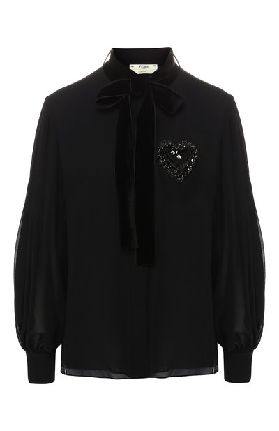 Шелковая блузка с бантом FENDI, арт. FS7018 A3MV, фото 1