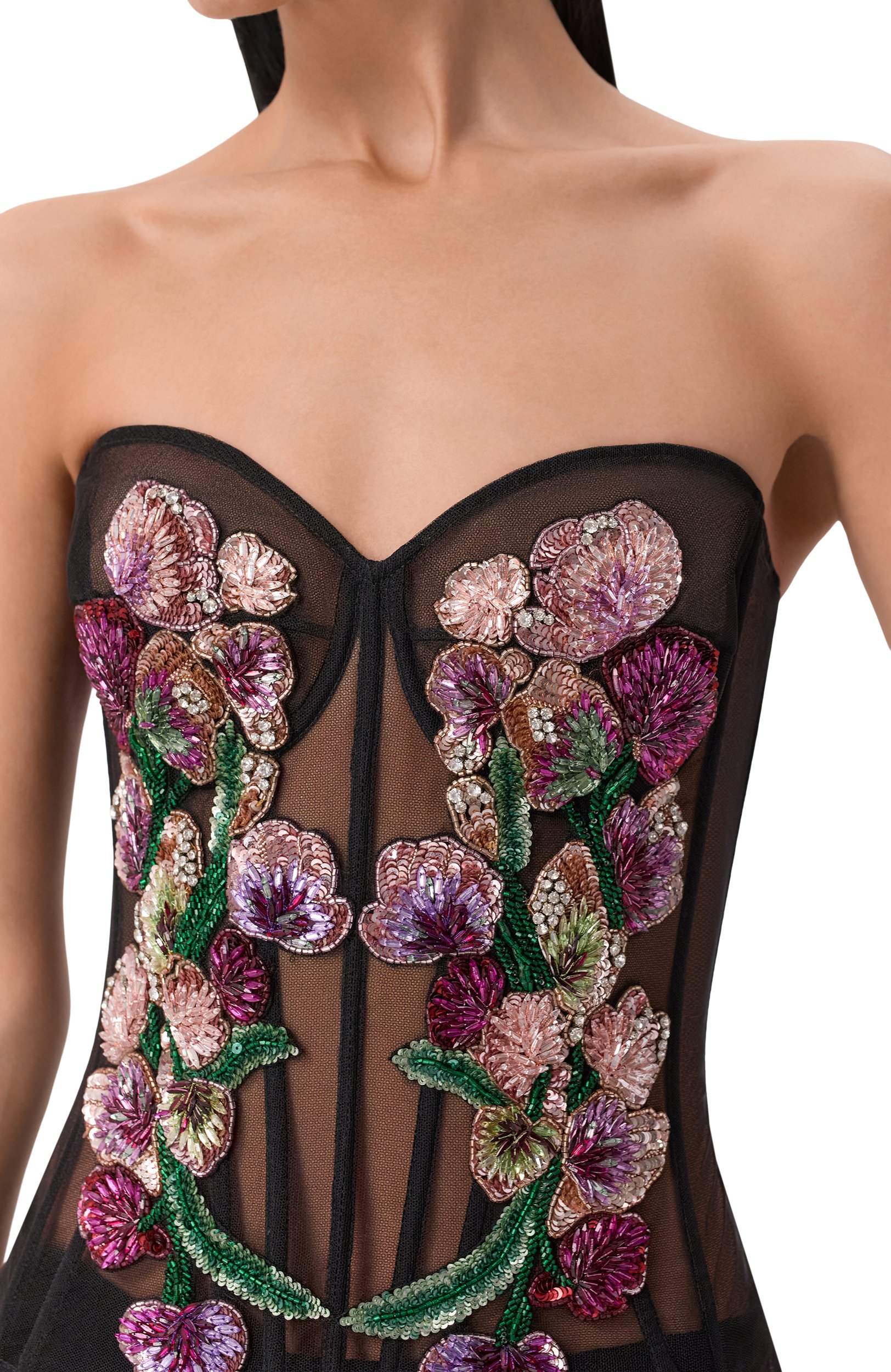 Корсет с отделкой пайетками и бисером ZUHAIR MURAD черного цвета по цене 348500 руб., арт. PTP26011/EMFL003, фото 5 Корсет с отделкой пайетками и бисером ZUHAIR MURAD, арт. PTP26011/EMFL003, фото 5