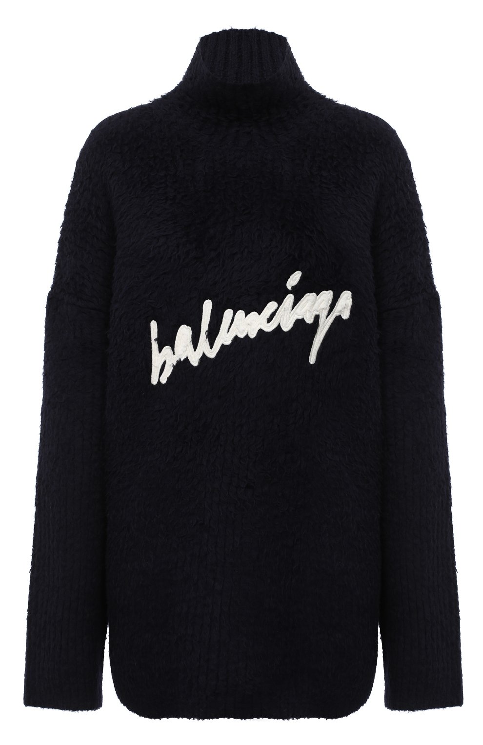 Хлопковый свитер BALENCIAGA темно-синего цвета по цене 139500 руб., арт. 628649/T3182, фото 1 Хлопковый свитер BALENCIAGA, арт. 628649/T3182, фото 1