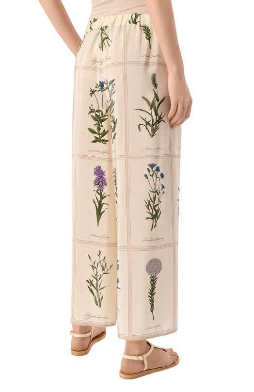 Шелковые брюки Weekend Max Mara L0RY Кремовый  L0RY Фото 4