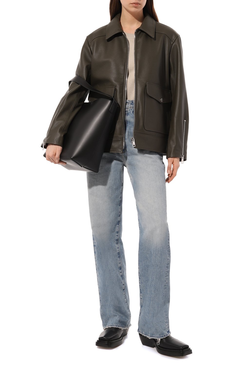 Кожаная куртка MASLOV хаки цвета по цене 121000 руб., арт. SMW16, фото 2 Кожаная куртка MASLOV, арт. SMW16, фото 2