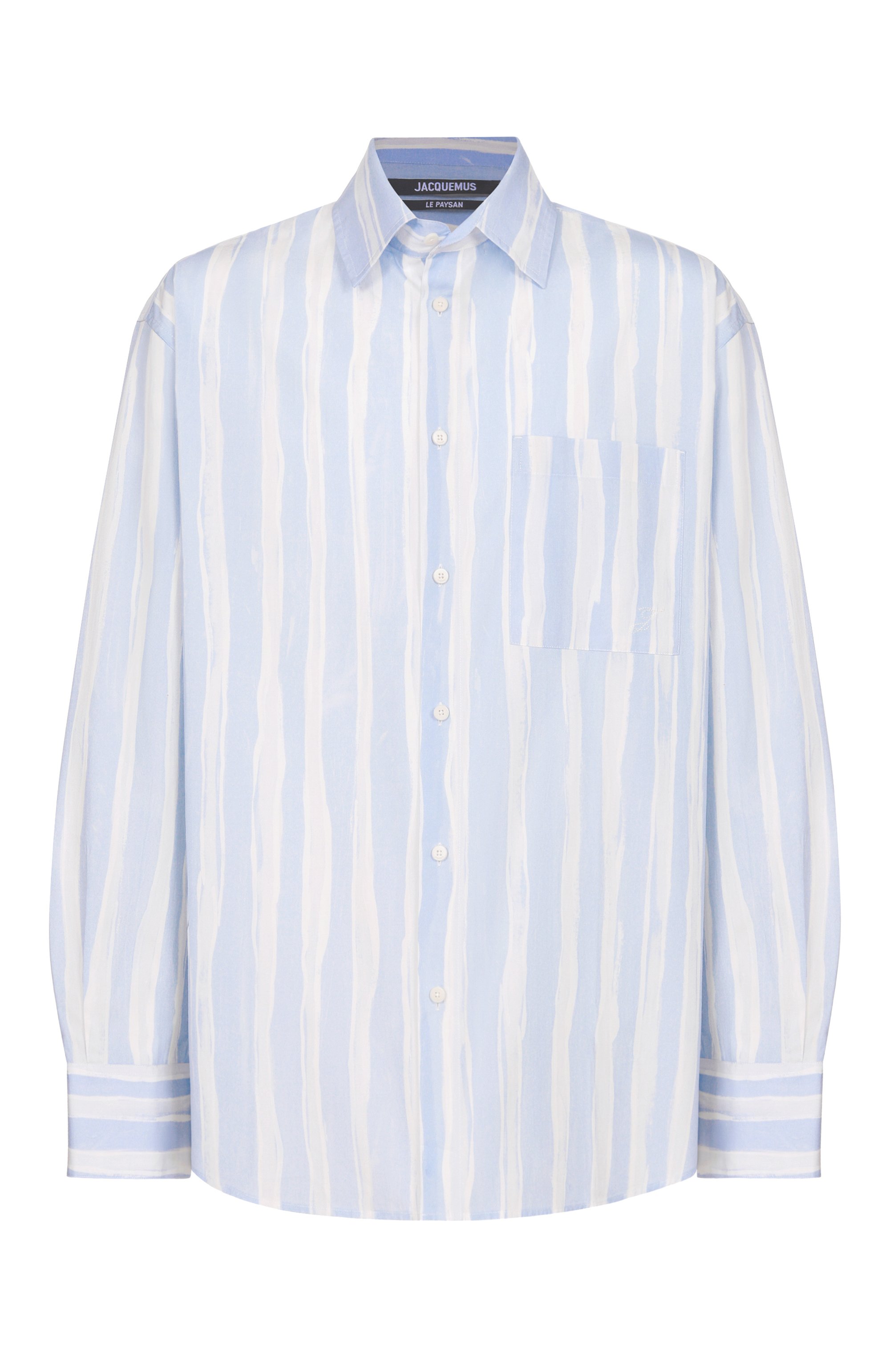 Хлопковая рубашка JACQUEMUS голубого цвета по цене 61400 руб., арт. 26ESHM00605/AW00691, фото 1 Хлопковая рубашка JACQUEMUS, арт. 26ESHM00605/AW00691, фото 1