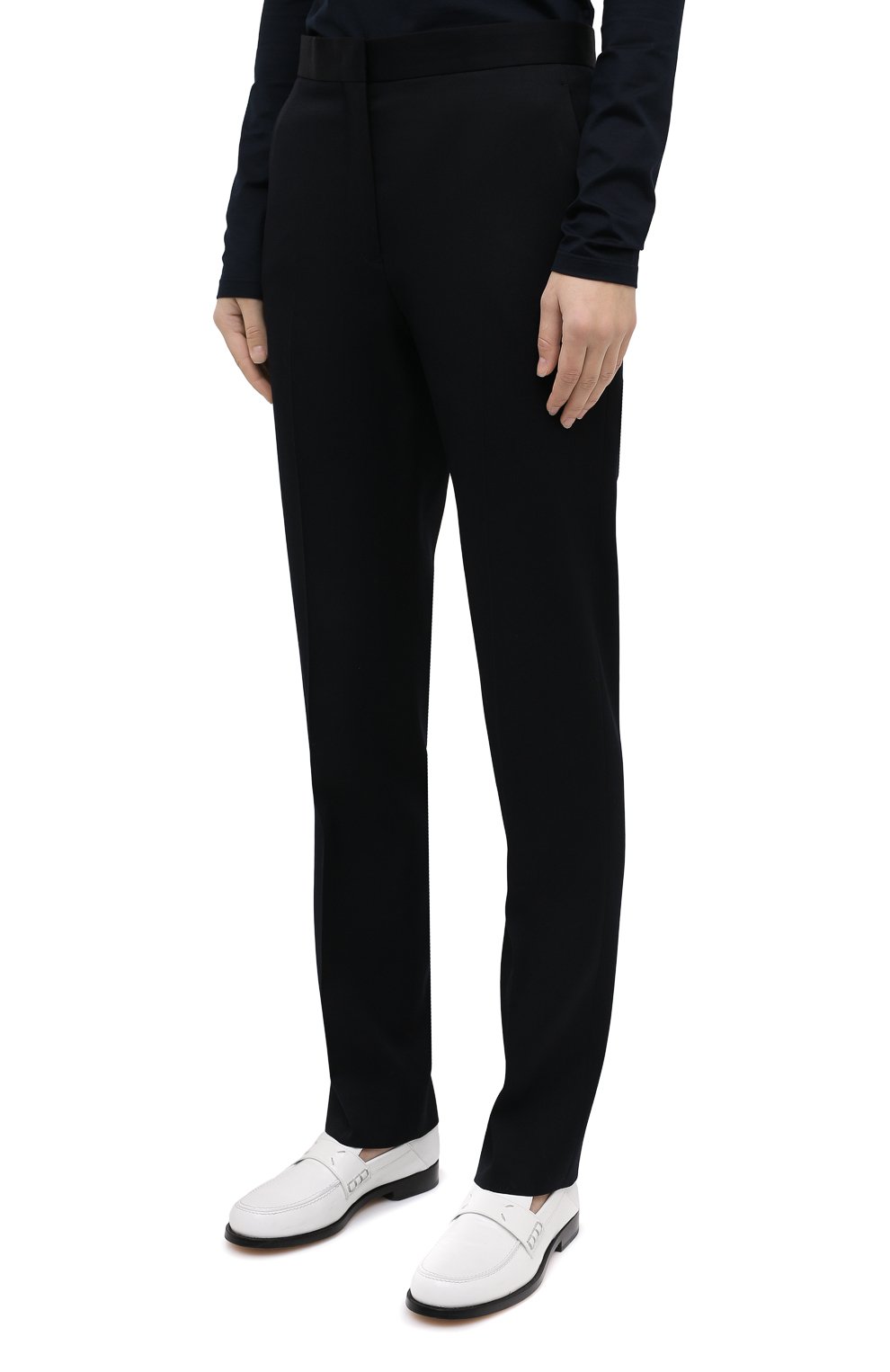 Шерстяные брюки JIL SANDER темно-синего цвета по цене 84050 руб., арт. JSWR305720-WR202500, фото 3 Шерстяные брюки JIL SANDER, арт. JSWR305720-WR202500, фото 3