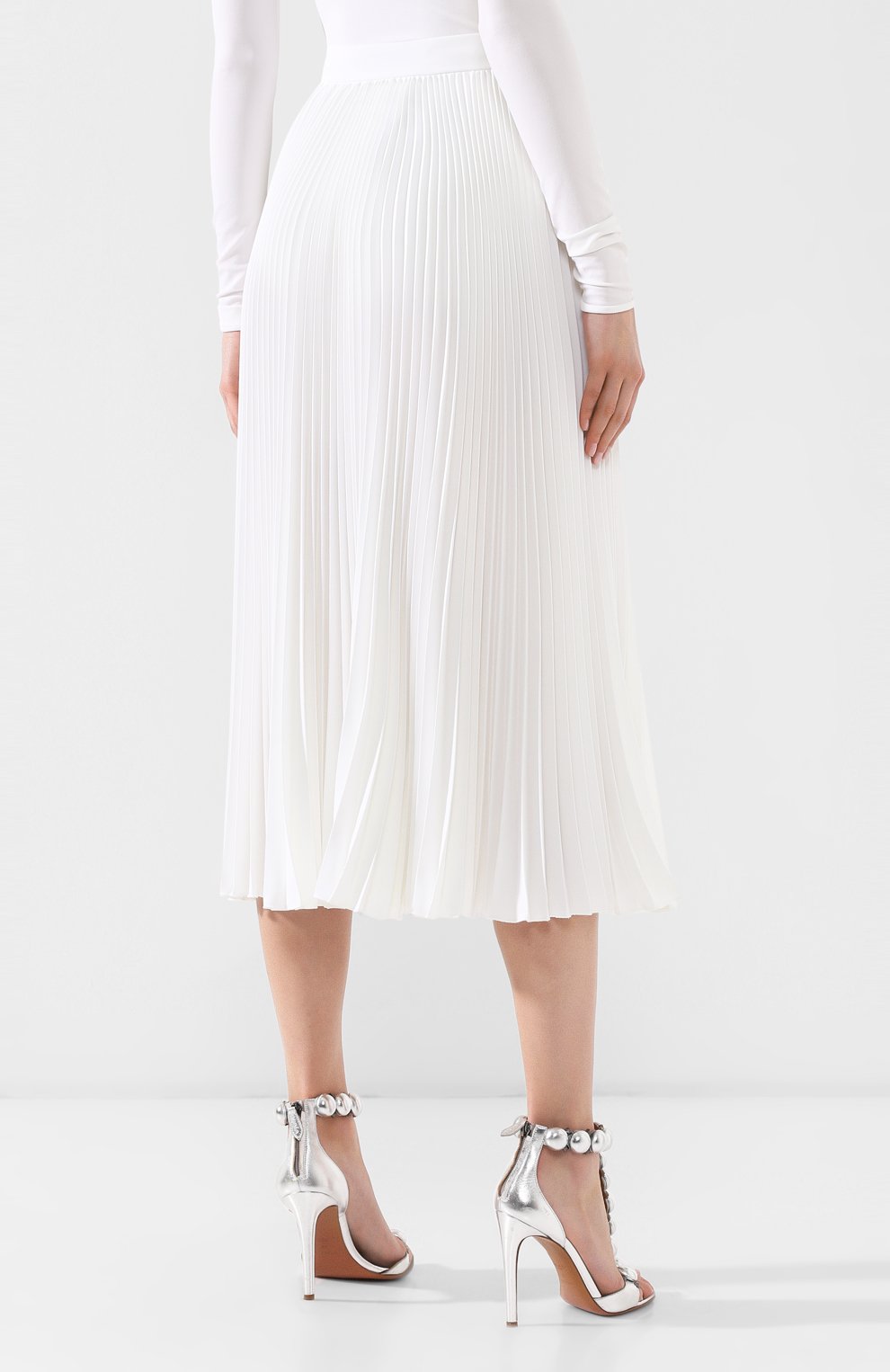 Плиссированная юбка MSGM белого цвета по цене 46900 руб., арт. 2641MDD26P 195137, фото 4 Плиссированная юбка MSGM, арт. 2641MDD26P 195137, фото 4