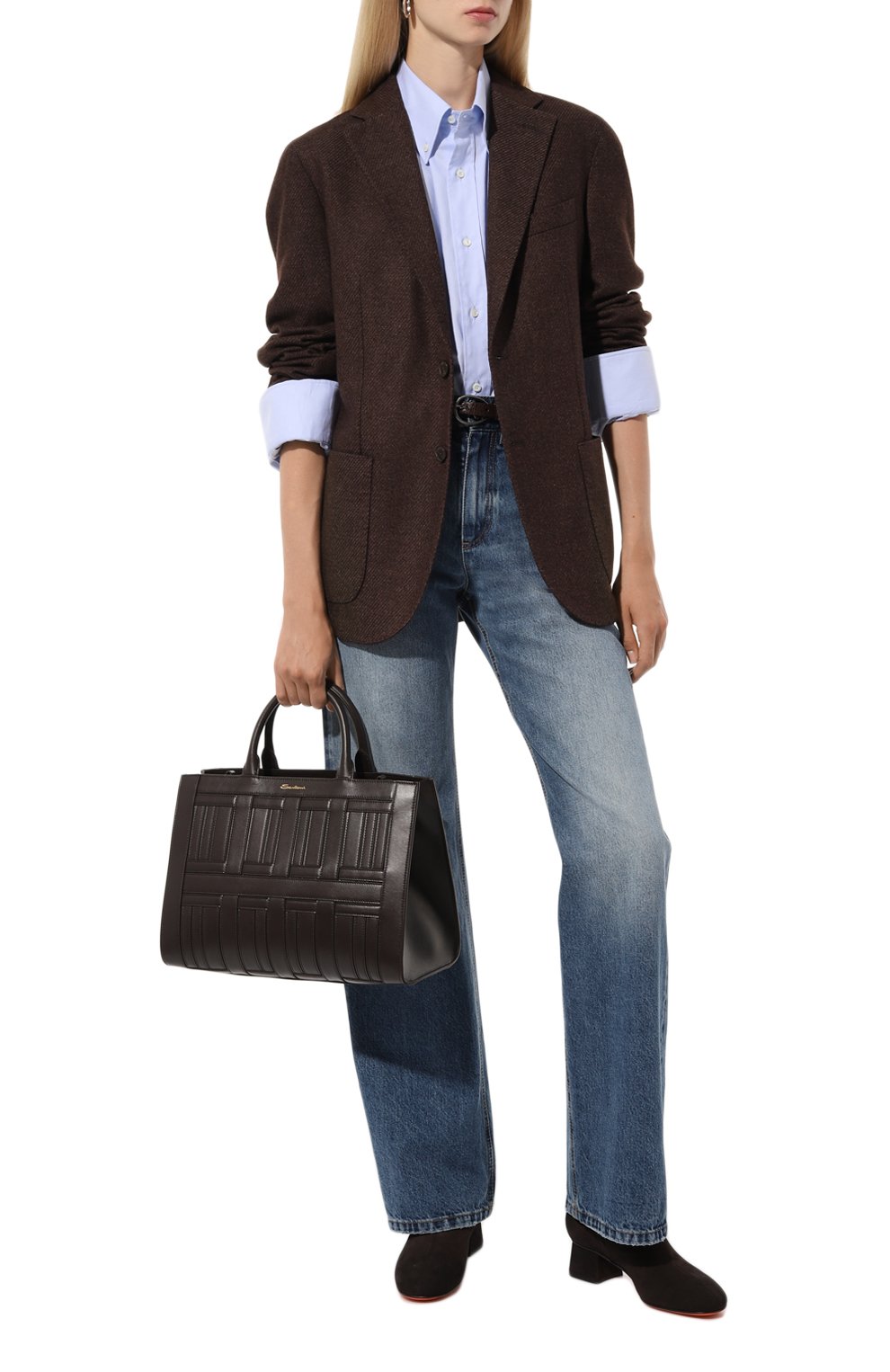 Сумка SANTONI темно-коричневого цвета по цене 225500 руб., арт. DIBGA2462CG-HRE0, фото 8 Сумка SANTONI, арт. DIBGA2462CG-HRE0, фото 8