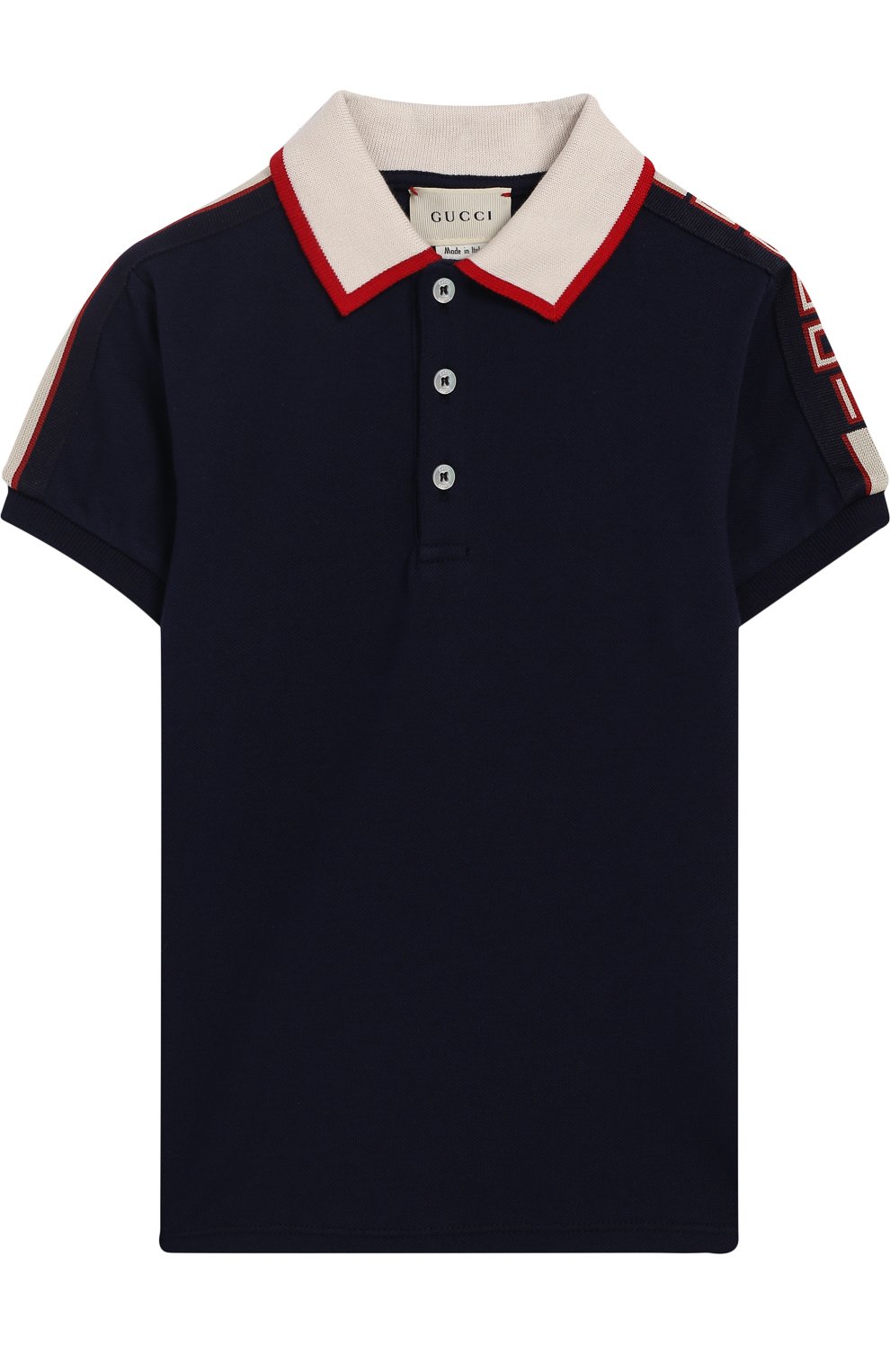 Хлопковое поло с контрастной отделкой GUCCI синего цвета по цене 18500 руб., арт. 512632/X9T64, фото 1 Хлопковое поло с контрастной отделкой GUCCI, арт. 512632/X9T64, фото 1
