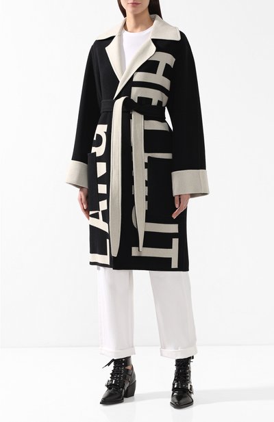 Шерстяное пальто HELMUT LANG черно-белого цвета по цене 106500 руб., арт. I09HW402, фото 3 Шерстяное пальто HELMUT LANG, арт. I09HW402, фото 3