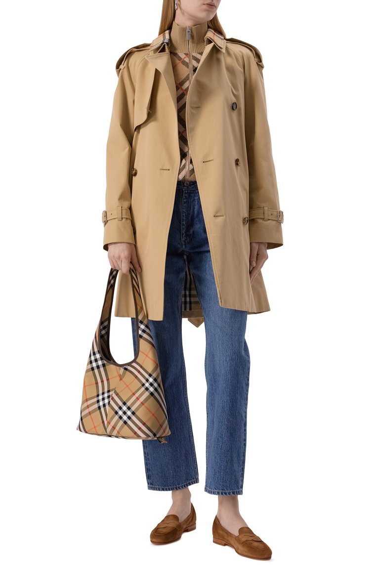 Женская сумка BURBERRY бежевого цвета, арт. 8094678 | Фото 7 (Материал сплава: Проставлено; Размер: medium; Материал: Текстиль; Драгоценные камни: Проставлено)