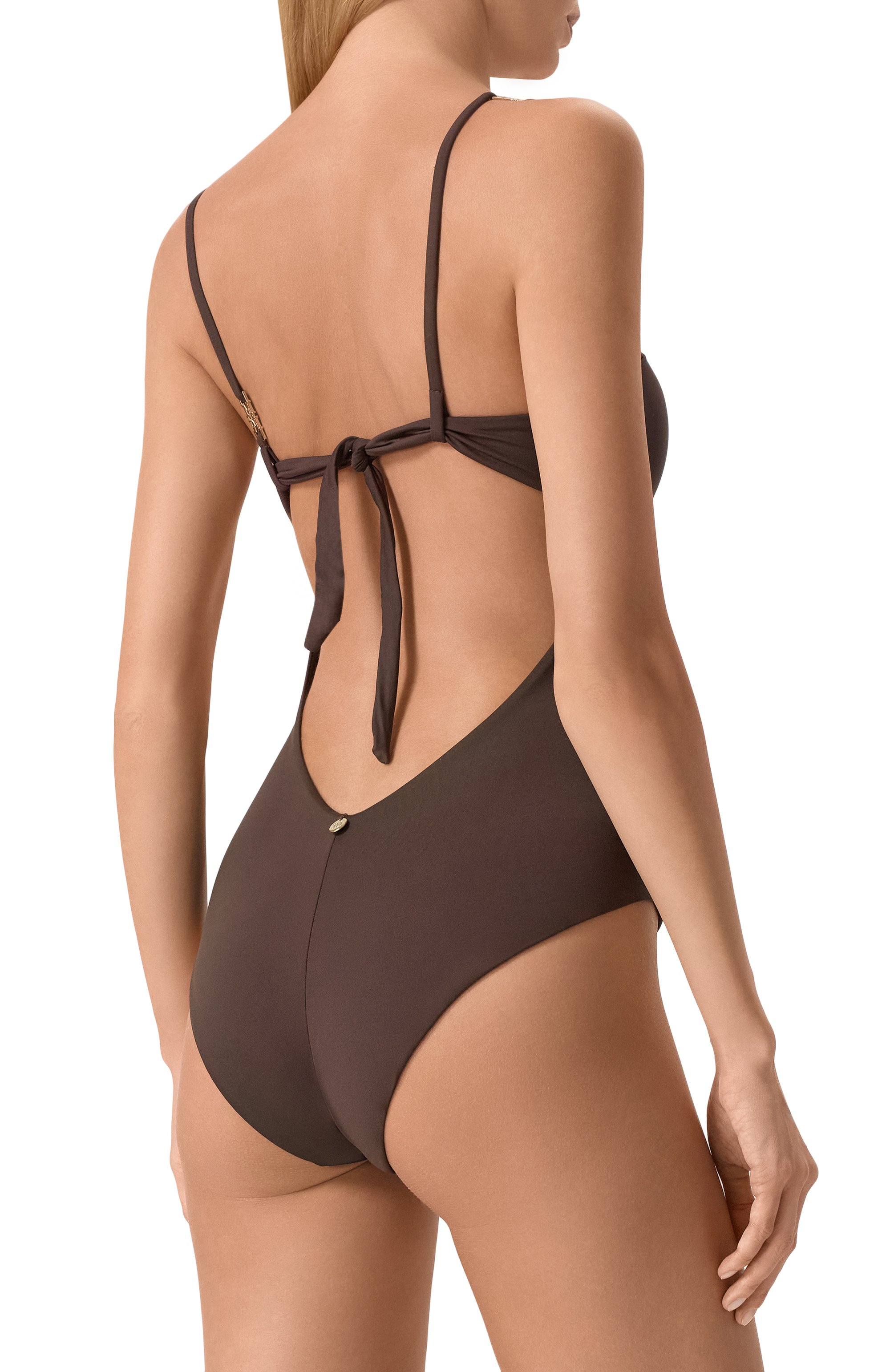 Слитный купальник MAX MARA коричневого цвета по цене 32510 руб., арт. CHANTAL 241683101, фото 3 Слитный купальник MAX MARA, арт. CHANTAL 241683101, фото 3