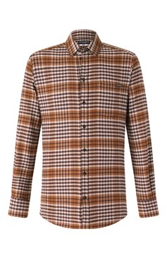 Мужская хлопковая рубашка DOLCE & GABBANA светло-коричневого цвета, арт. G5JZ9T/GJ291 | Фото 1 (Материал внешний: Хлопок; Длина (для топов): Стандартные; Материал сплава: Проставлено; Рукава: Длинные; Драгоценные камни: Проставлено; Воротник: Кент; Случай: Повседневный; Принт: Клетка; Манжеты: На пуговицах; Рубашки М: Classic Fit; Стили: Кэжуэл)