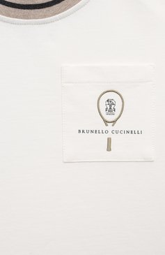 Детская хлопковая футболка BRUNELLO CUCINELLI белого цвета, арт. BH827E284A | Фото 3 (Девочки Кросс-КТ: футболка-одежда; Рукава: Короткие; Материал сплава: Проставлено; Материал внешний: Хлопок; Драгоценные камни: Проставлено)