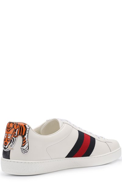 Кожаные кеды ace с декоративной отделкой задника GUCCI белого цвета по цене 44100 руб., арт. 456229/A38D0, фото 3 Кожаные кеды ace с декоративной отделкой задника GUCCI, арт. 456229/A38D0, фото 3