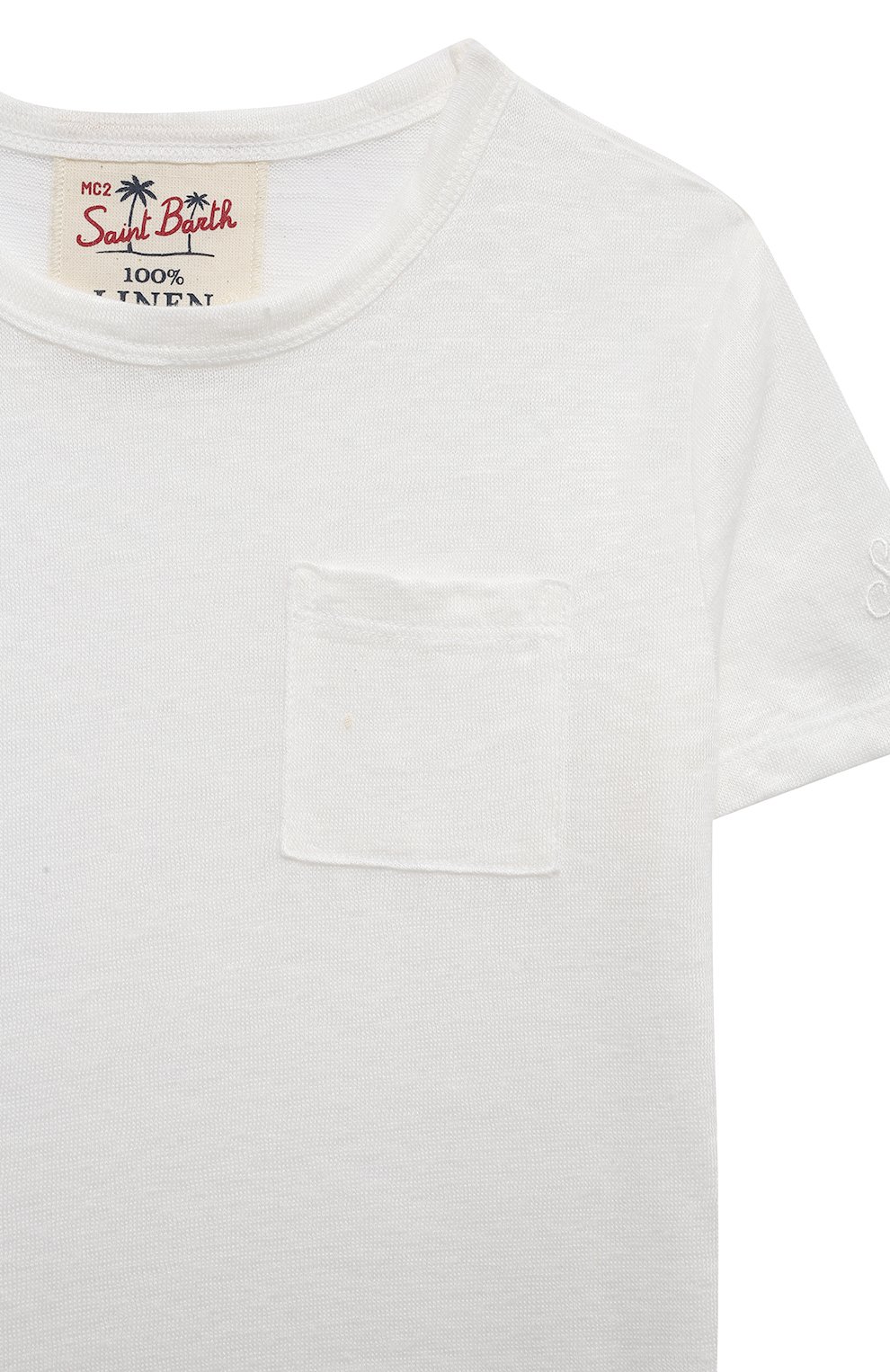 Льняная футболка MC2 SAINT BARTH белого цвета по цене 7645 руб., арт. STBK/ALEX/05891D, фото 3 Льняная футболка MC2 SAINT BARTH, арт. STBK/ALEX/05891D, фото 3