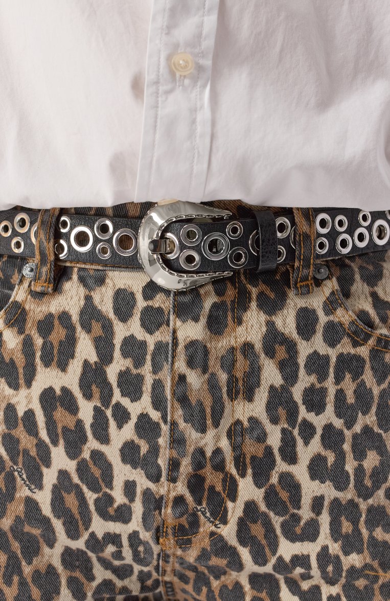 Женский кожаный ремень GOLDEN GOOSE DELUXE BRAND черного цвета, арт. GWA00697.A000692 | Фото 2 (Материал: Натуральная кожа; Нос: Не проставлено; Кросс-КТ: Тонкие; Автоматизация состава: Проставлено)
