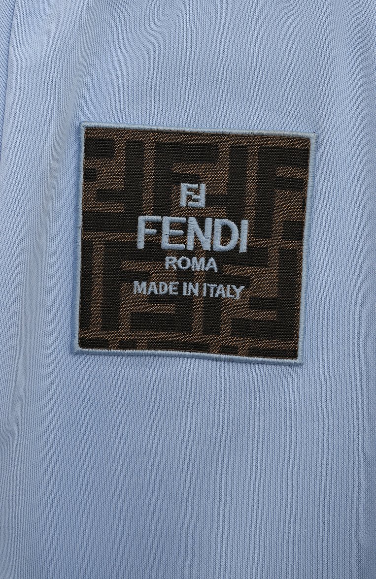 Детские хлопковые джоггеры FENDI голубого цвета, арт. JUF107/5V0/8-12+ | Фото 3 (Нос: Не проставлено; Материал сплава: Проставлено; Материал внешний: Хлопок; Девочки Кросс-КТ: Джоггеры-одежда; Ростовка одежда: 9 лет | 134 см, 12 лет | 152 см, 13 - 15 лет | 158 см, 10 - 11 лет | 140 - 146см)