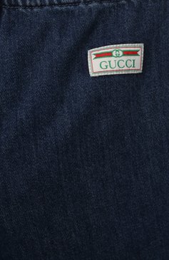 Детские джинсы GUCCI синего цвета, арт. 660204/XDB0Y | Фото 3 (Детали: На резинке; Материал внешний: Хлопок; Ростовка одежда: 12 мес | 80 см, 18 мес | 86 см, 24 мес | 92 см, 36 мес | 98 см, 9 мес | 74 см)