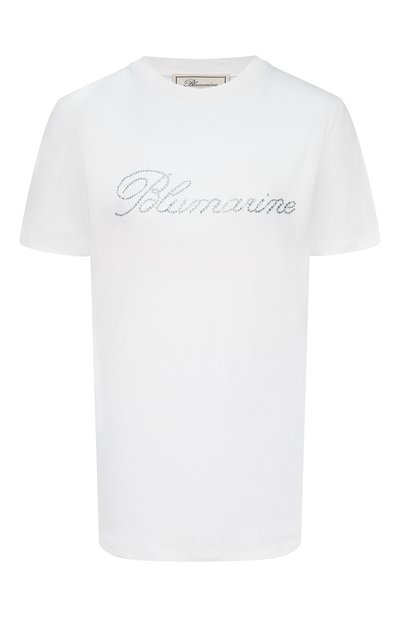 Женская хлопковая футболка с отделкой стразами BLUMARINE, арт. 2T130A
