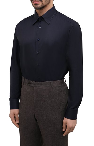 Хлопковая сорочка ZILLI темно-синего цвета по цене 89500 руб., арт. MFU-00702-01077/0001/45-49, фото 3 Хлопковая сорочка ZILLI, арт. MFU-00702-01077/0001/45-49, фото 3