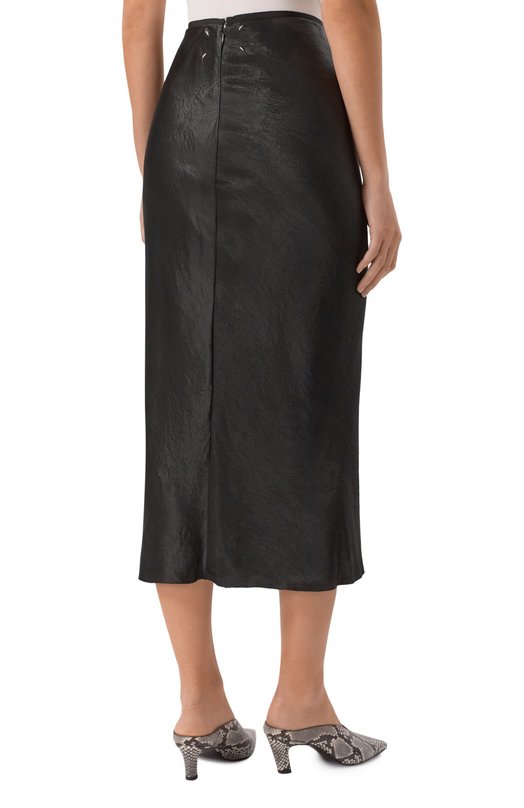 Атласная юбка Maison Margiela S29MA0512/M35586 Чёрный  S29MA0512/M35586 Фото 4