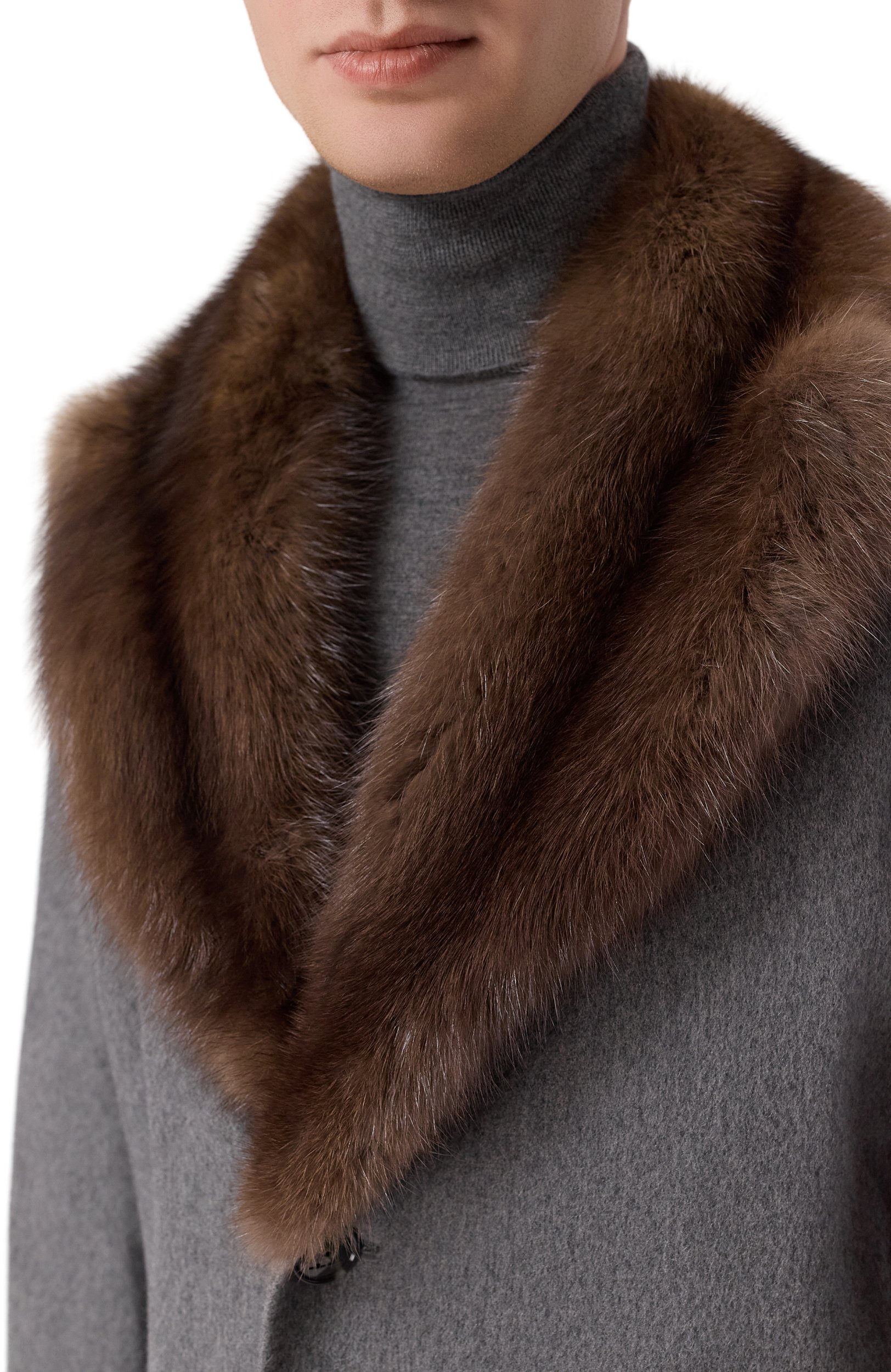 Кашемировое пальто с воротником из соболя KITON, арт. UW0618MV03S28, фото 5