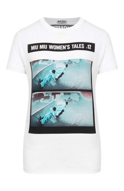 Женская хлопковая футболка MIU MIU, арт. MJN060-1QD2-F0009
