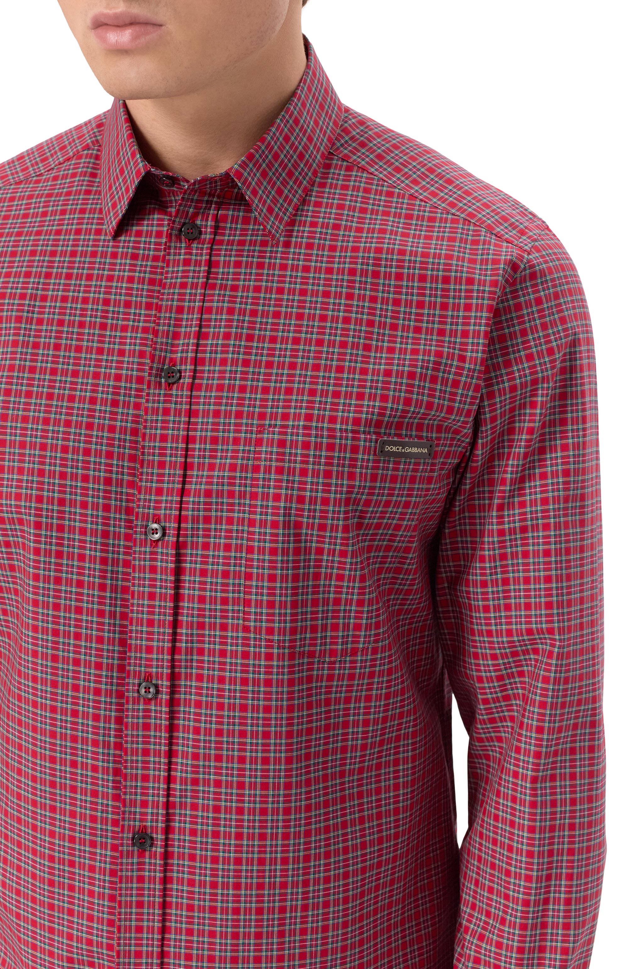 Хлопковая рубашка DOLCE & GABBANA красного цвета по цене 95050 руб., арт. G5JZ9T/GJ283, фото 5 Хлопковая рубашка DOLCE & GABBANA, арт. G5JZ9T/GJ283, фото 5