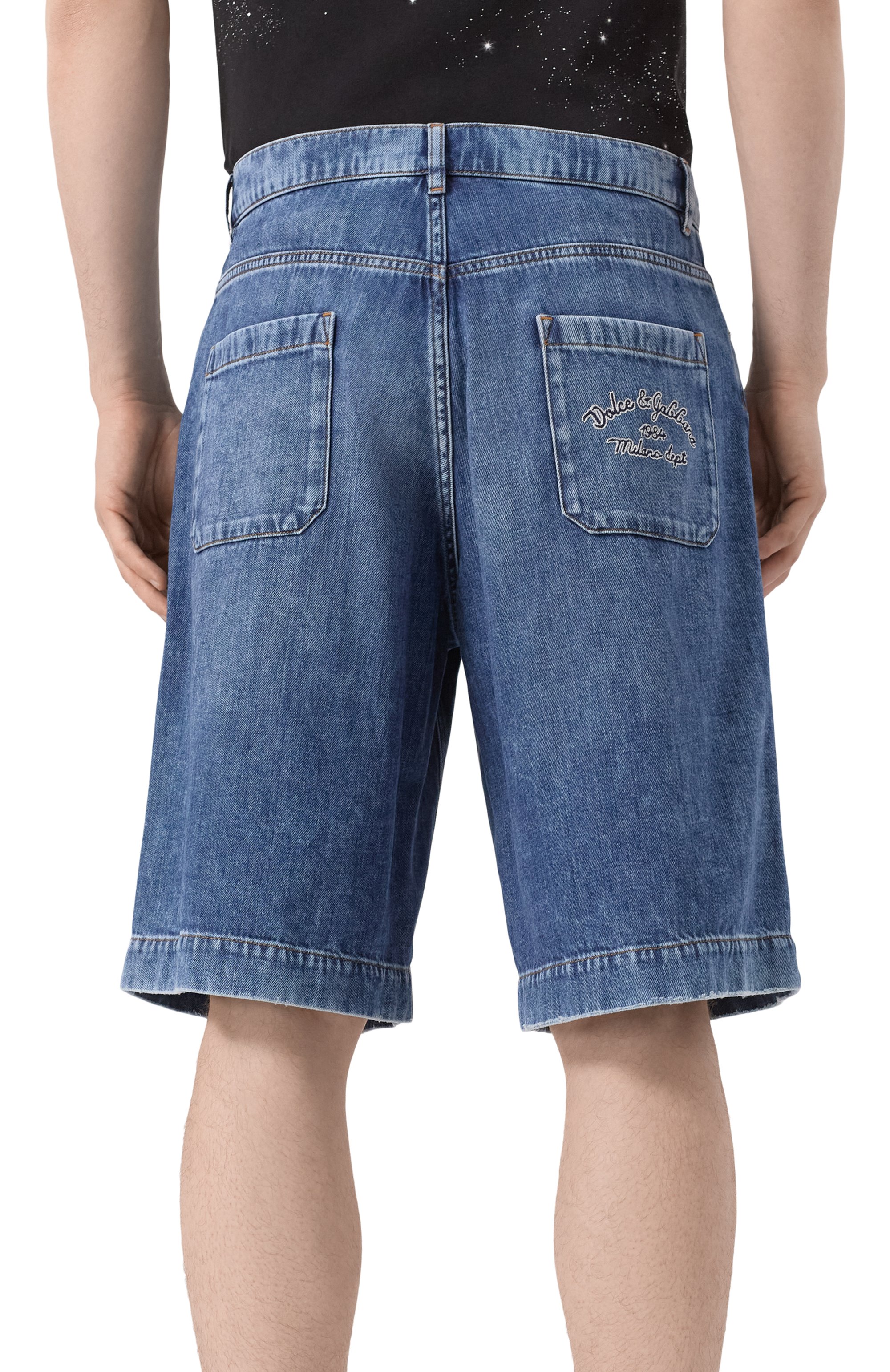 Джинсовые шорты DOLCE & GABBANA синего цвета по цене 87550 руб., арт. GP0T2Z/G8MK5, фото 4 Джинсовые шорты DOLCE & GABBANA, арт. GP0T2Z/G8MK5, фото 4