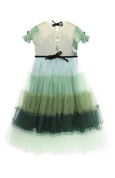 Детское платье ZHANNA & ANNA зеленого цвета, арт. ZAOZ00000038 | Фото 2 (Рукава: Короткие; Материал внешний: Синтетический материал; Материал подклада: Хлопок; Девочки Кросс-КТ: Платье-одежда; Случай: Вечерний; Региональные ограничения белый список (Axapta Mercury): RU, Не проставлено; Драгоценные камни: П�роставлено; Нос: Не проставлено; Материал сплава: Проставлено)