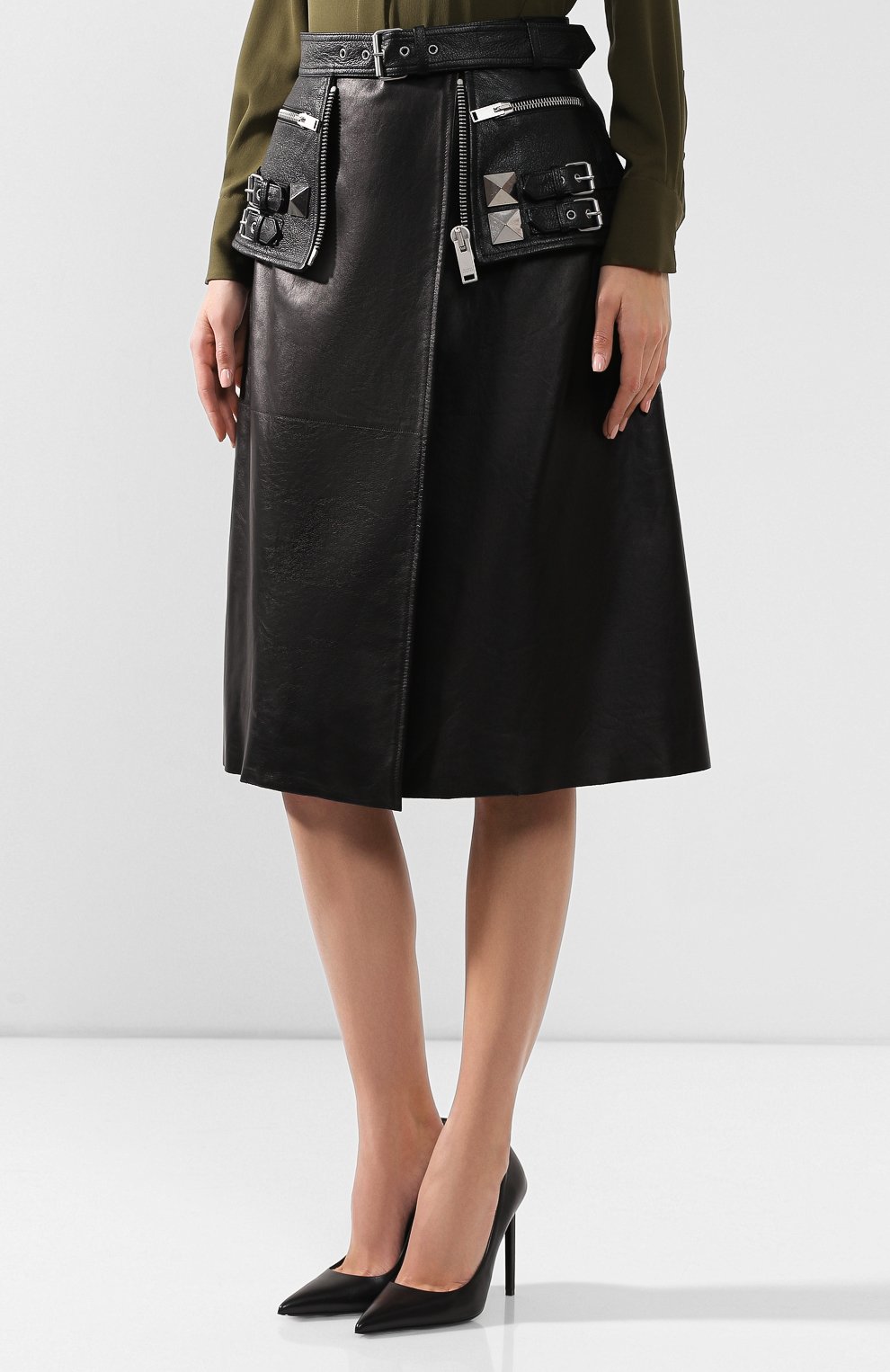 Кожаная юбка ALEXANDER MCQUEEN, арт. 594838/Q5ACQ, фото 3