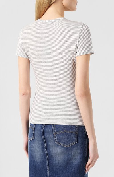 Футболка в полоску EMPORIO ARMANI серого цвета по цене 14450 руб., арт. 3G2T67/2JAQZ, фото 4 Футболка в полоску EMPORIO ARMANI, арт. 3G2T67/2JAQZ, фото 4