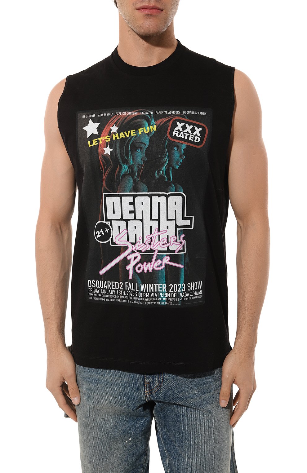 Хлопковая майка DSQUARED2 черного цвета по цене 27300 руб., арт. S71GD1336/S23009, фото 3 Хлопковая майка DSQUARED2, арт. S71GD1336/S23009, фото 3