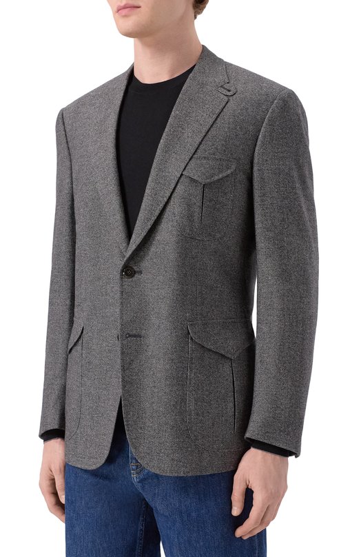 Шерстяной пиджак Stefano Ricci S1RF432SH3/W0002I Серый  S1RF432SH3/W0002I Фото 4