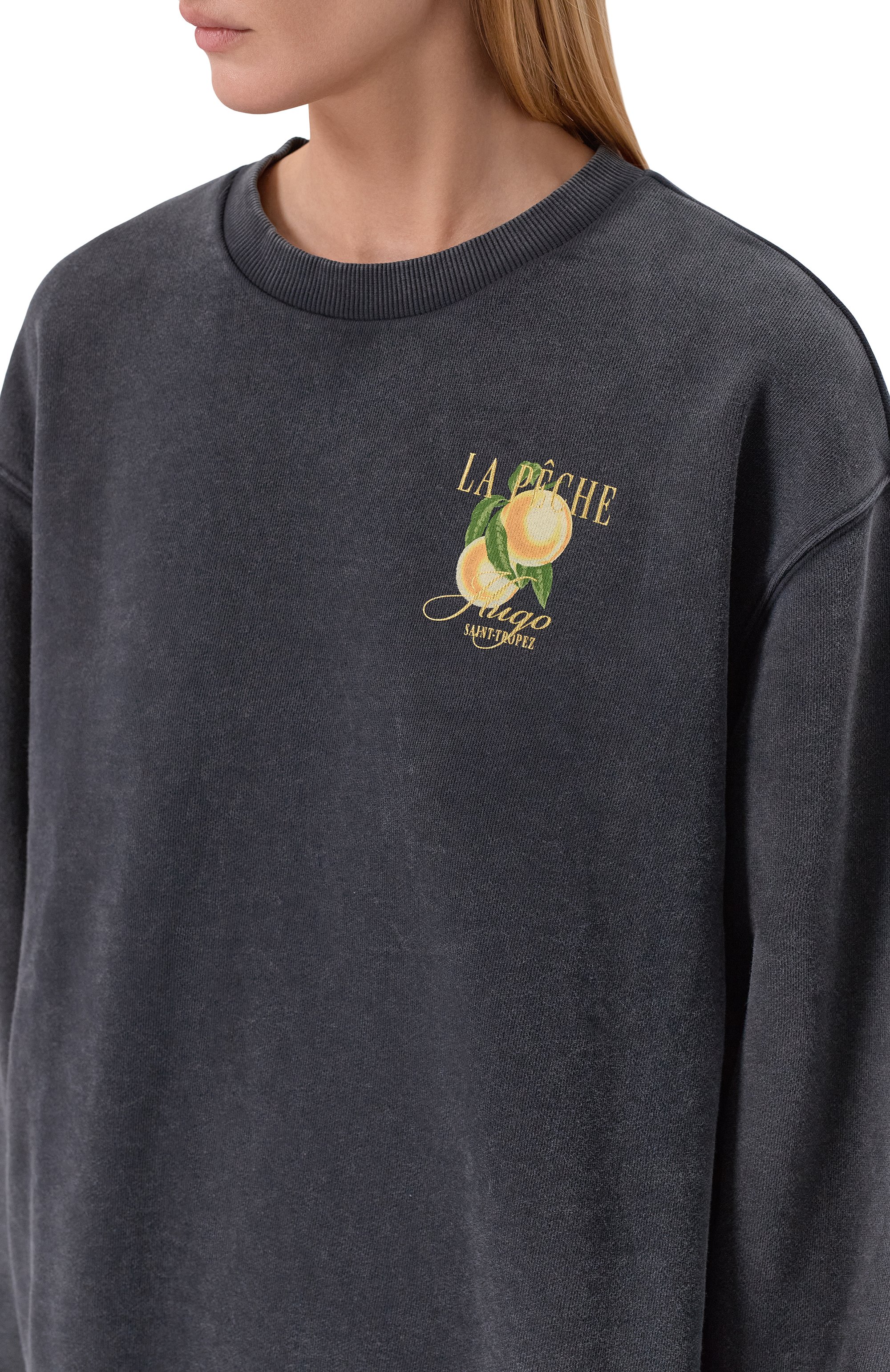 Хлопковый свитшот HUGO темно-серого цвета по цене 16550 руб., арт. 50561270, фото 5 Хлопковый свитшот HUGO, арт. 50561270, фото 5