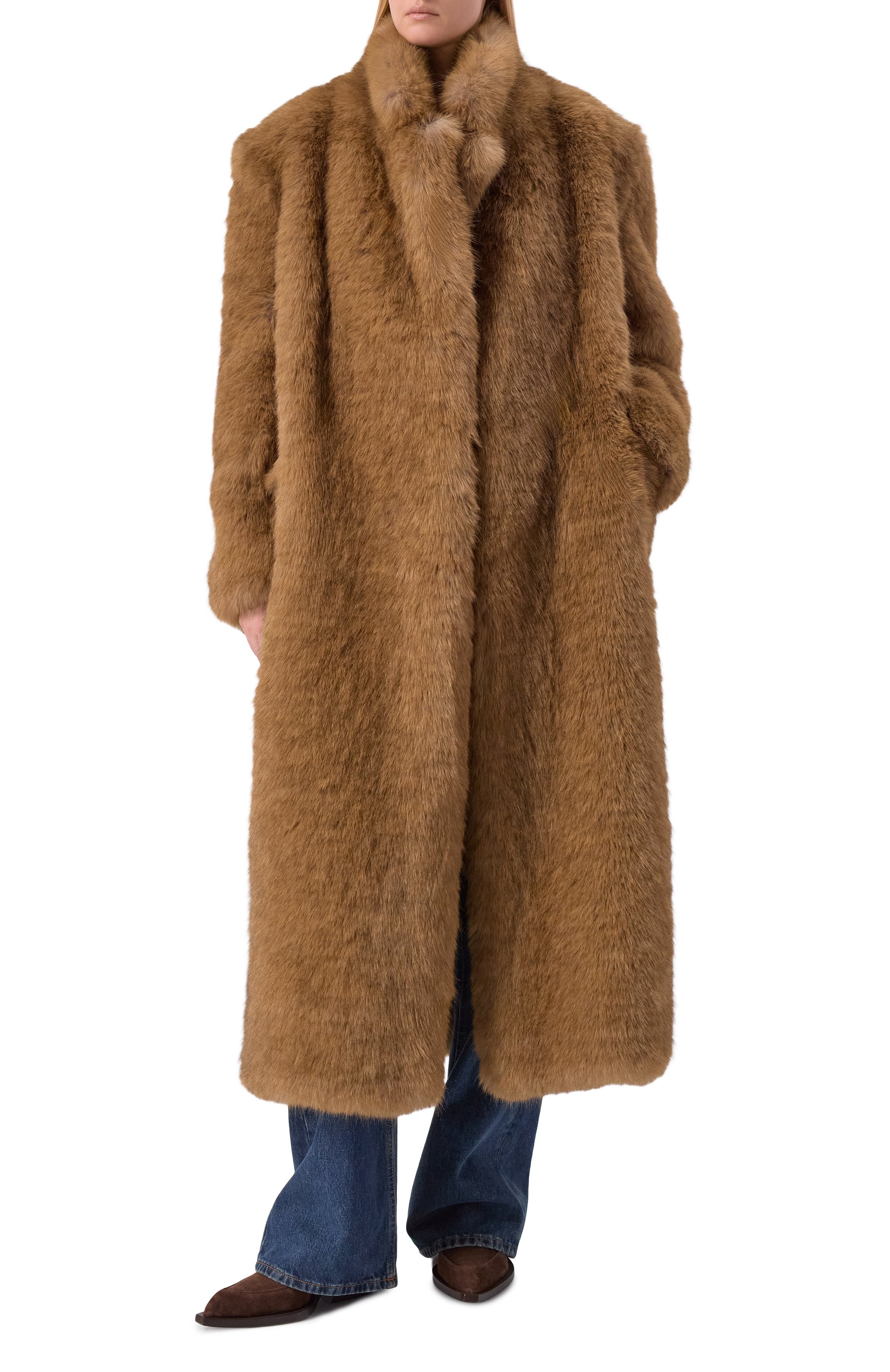 Шуба из экомеха MSGM темно-бежевого цвета по цене 125500 руб., арт. 3942MDC09/257822, фото 3 Шуба из экомеха MSGM, арт. 3942MDC09/257822, фото 3