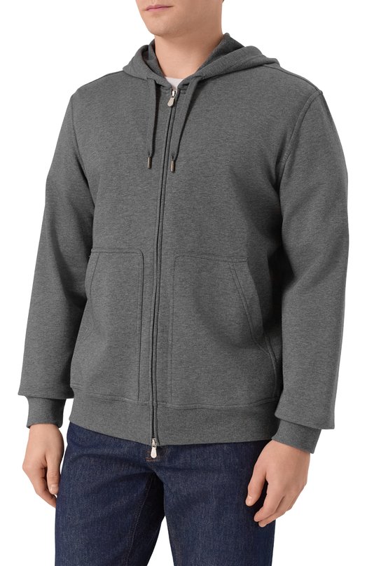 Хлопковая толстовка Brunello Cucinelli MW8639069G Серый  MW8639069G Фото 3