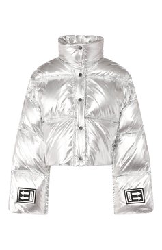 Женский пуховик OFF-WHITE серебряного цвета, арт. 0WEA192F19F760509100 | Фото 1 (Рукава: Длинные; Материал подклада: Синтетический материал; Материал внешний: Синтетический материал; Статус проверки: Проверено, Проверена категория; Длина (верхняя одежда): Короткие; Кросс-КТ: Пуховик; Материал утеплителя: Пух и перо; Драгоценные камни: Проставлено; Материал сплава: Проверено, Проставлено)