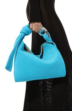 Женская сумка chain hobo small JW ANDERSON бирюзового цвета, арт. HB0463-FA0272 | Фото 2 (Сумки-технические: Сумки top-handle; Материал сплава: Проставлено; Материал: Текстиль; Драгоценные камни: Проставлено; Размер: small)