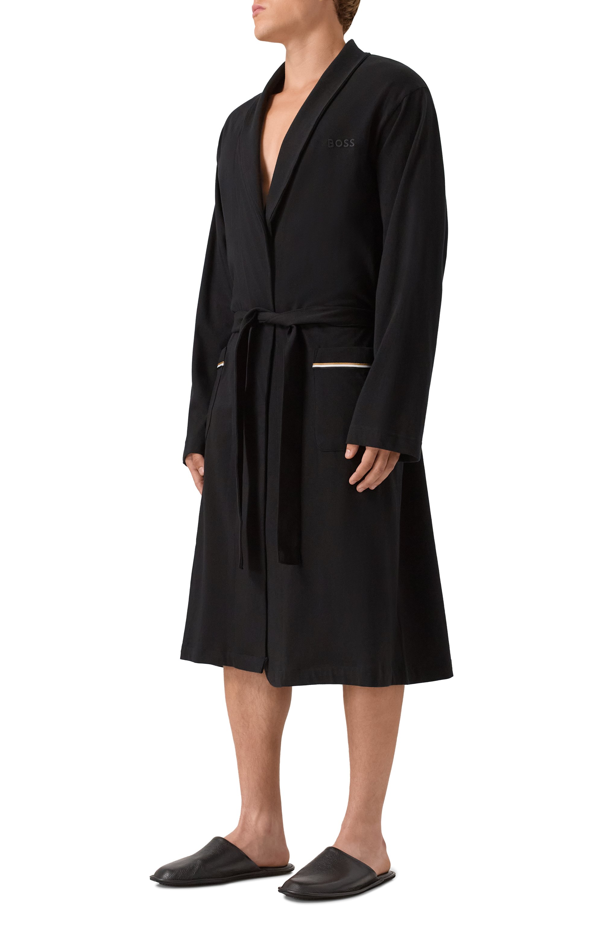 Хлопковый халат BOSS черного цвета по цене 17950 руб., арт. 50545943, фото 3 Хлопковый халат BOSS, арт. 50545943, фото 3
