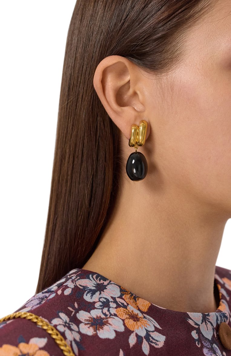 Женские серьги COPINE JEWELRY разноцветного цвета, арт. IRISBLACKG | Фото 2 (Материал: Металл; Нос: Не проставлено)