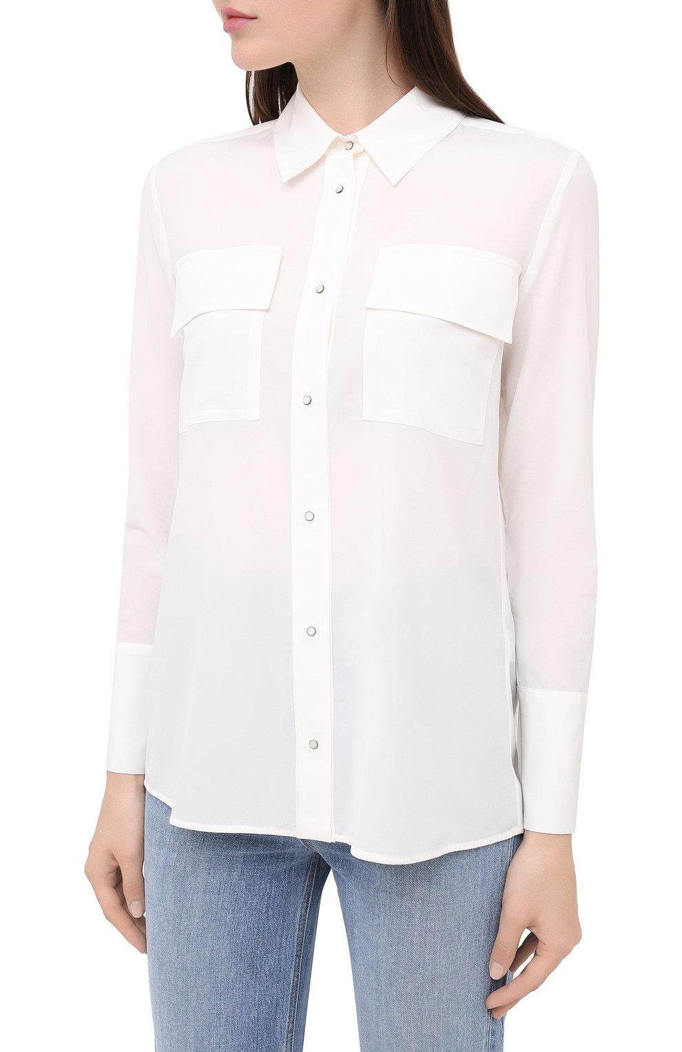 Шелковая рубашка LORENA ANTONIAZZI белого цвета по цене 72350 руб., арт. A2054CA020/3186, фото 3 Шелковая рубашка LORENA ANTONIAZZI, арт. A2054CA020/3186, фото 3