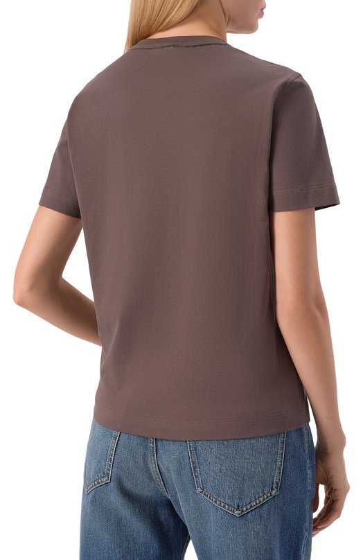 Хлопковая футболка Brunello Cucinelli M0T81BI100 Коричневый  M0T81BI100 Фото 4