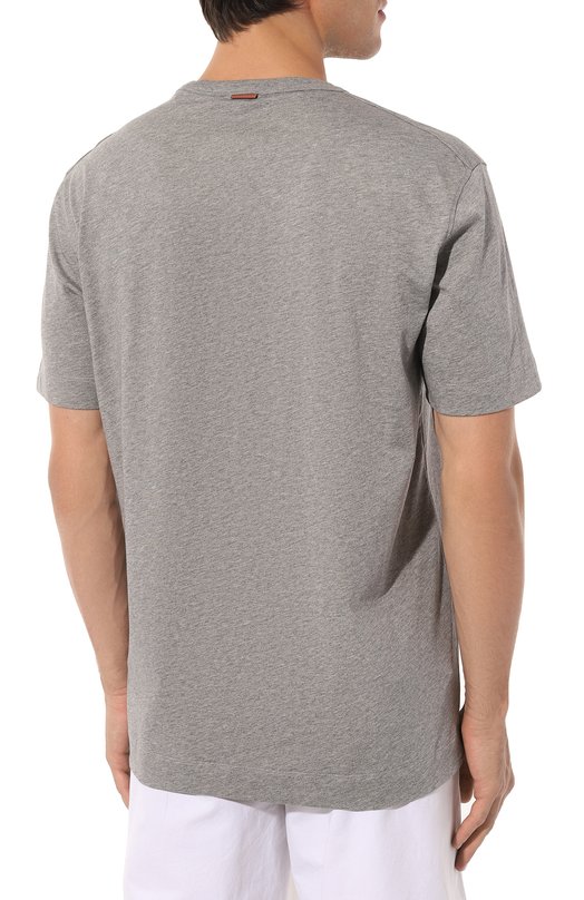 Хлопковая футболка Zegna E7360A5/B760 Серый  E7360A5/B760 Фото 4