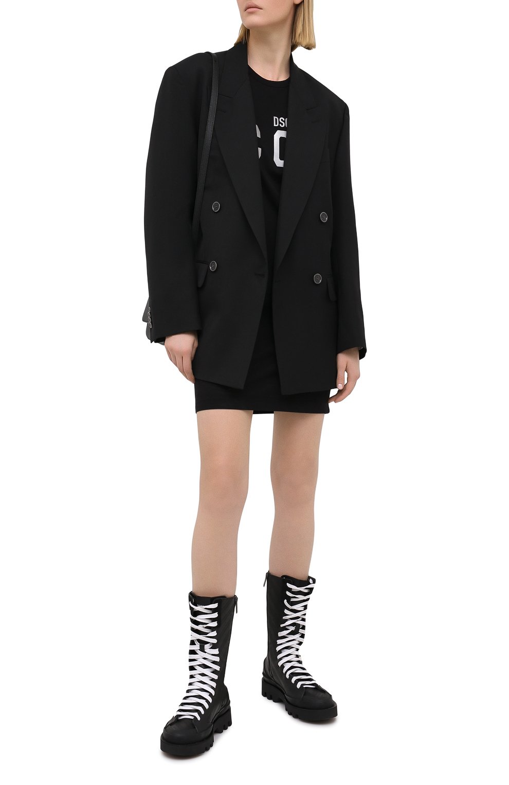 Хлопковое платье DSQUARED2 черного цвета по цене 29950 руб., арт. S80CT0008/S23009, фото 2 Хлопковое платье DSQUARED2, арт. S80CT0008/S23009, фото 2